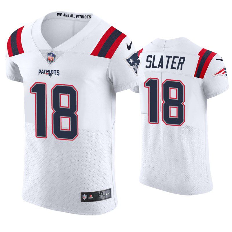 Men New England Patriots #18 Matthew Slater Nike White Elite Player NFL Jersey